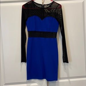 Black and blue sheer sleeves dress